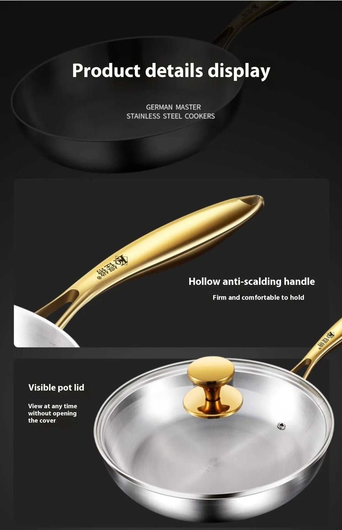 316 Stainless Steel Frying Pan handle detail