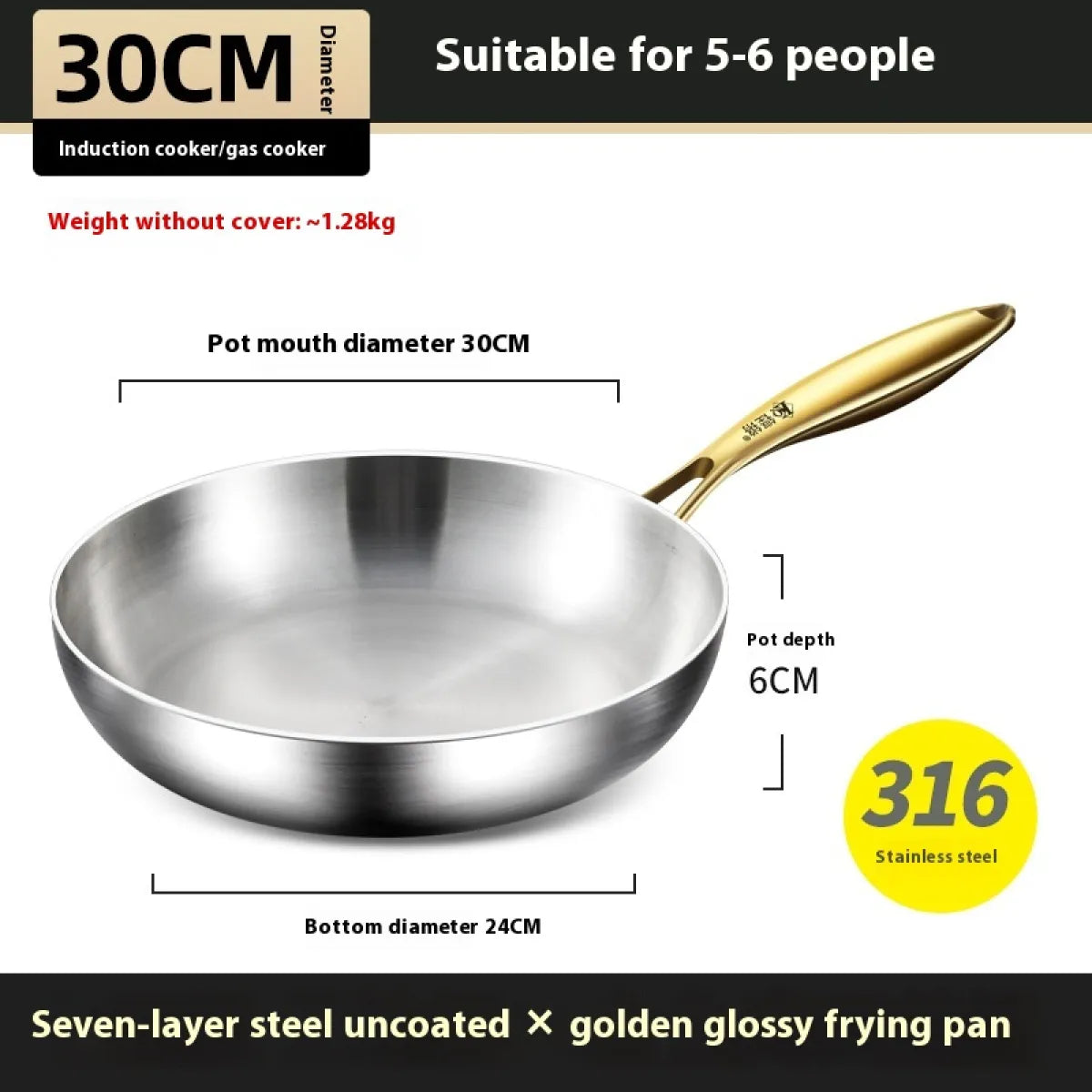 316 Stainless Steel Frying Pan cooking steak